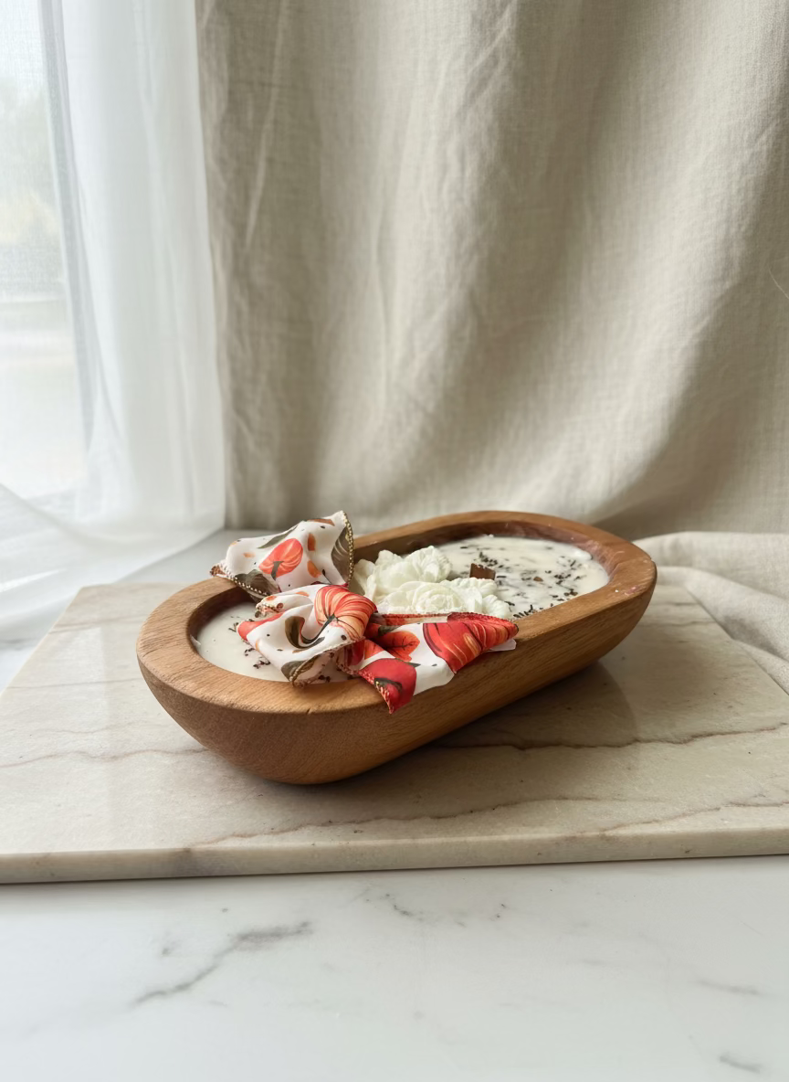 Hand-Poured Natural Soy Wax Dough Bowl Candle – Rustic Charm Meets Cozy Luxury