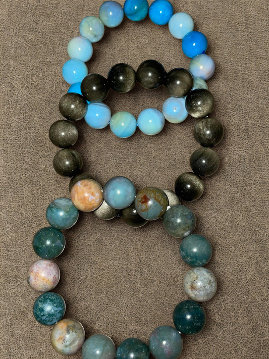 🌍 Natural Stone Bead Bracelets – Earthy Tones, Calming Energy